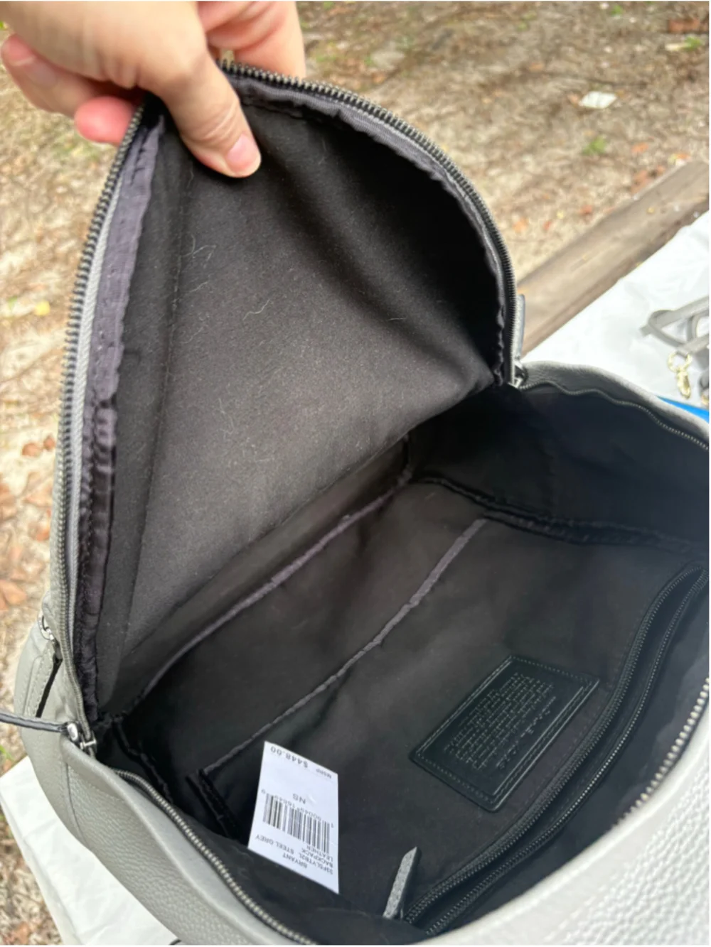 Authentic Michael kors leather Grayson gray with gunmetal hardware